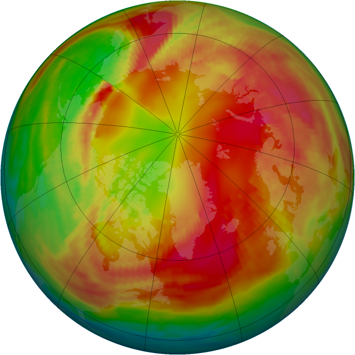 Arctic ozone map for 13 February 1982